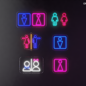 Neon Restroom Signs
