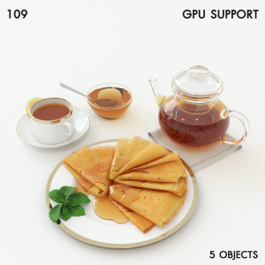 Pancakes with Honey and Tea Set
